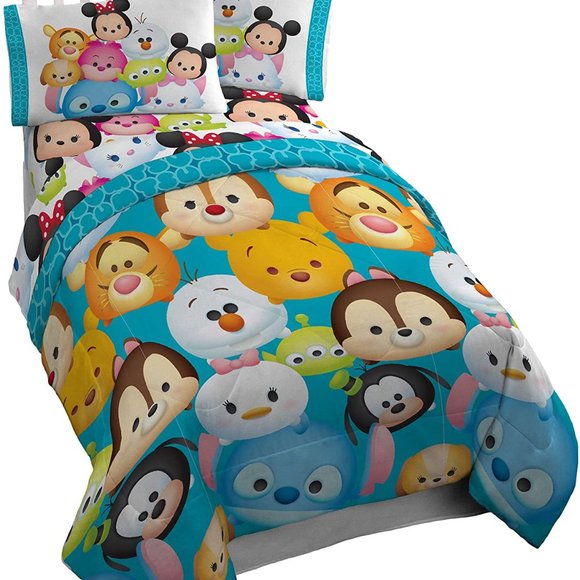 Disney Tsum Tsum 'Character' Teal Microfiber Twin Reversible Comforter - Picture 4 of 4